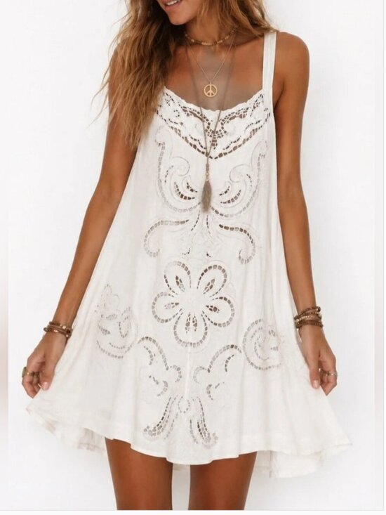 Anthropologie Dresses & Skirts - Anthropologie Pilcro Mini Embroidered Eyelet Linen Dress size M